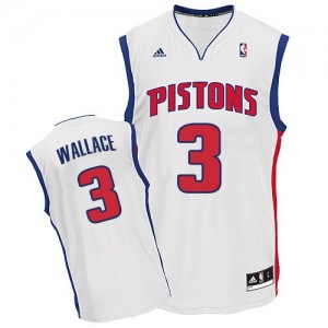 Detroit Pistons #3 Adidas Home Blanc Swingman Maillot d'équipe de NBA Promotions - Ben Wallace pour Homme