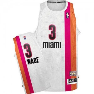 Maillot NBA Blanc Dwyane Wade #3 Miami Heat ABA Hardwood Classic Authentic Homme Adidas