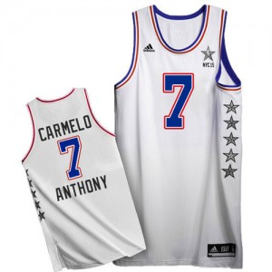 New York Knicks Carmelo Anthony #7 2015 All Star Authentic Maillot d'équipe de NBA - Blanc pour Homme