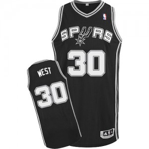 Maillot NBA Noir David West #30 San Antonio Spurs Road Authentic Homme Adidas