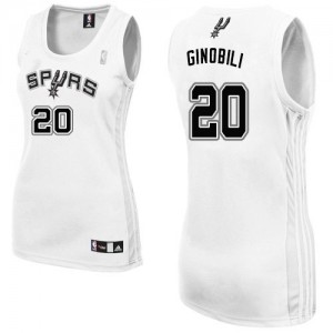 San Antonio Spurs #20 Adidas Home Blanc Authentic Maillot d'équipe de NBA magasin d'usine - Manu Ginobili pour Femme