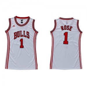 Maillot Authentic Chicago Bulls NBA Dress Blanc - #1 Derrick Rose - Femme