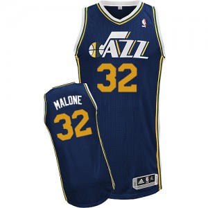 Maillot NBA Utah Jazz #32 Karl Malone Bleu marin Adidas Authentic Road - Homme