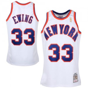 New York Knicks #33 Mitchell and Ness Throwback Blanc Swingman Maillot d'équipe de NBA prix d'usine en ligne - Patrick Ewing pour Homme