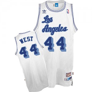 Los Angeles Lakers Mitchell and Ness Jerry West #44 Throwback Swingman Maillot d'équipe de NBA - Blanc pour Homme