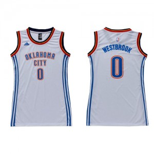 Oklahoma City Thunder Russell Westbrook #0 Dress Authentic Maillot d'équipe de NBA - Blanc pour Femme