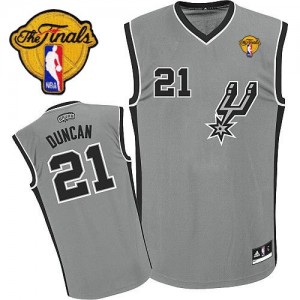 Maillot NBA Authentic Tim Duncan #21 San Antonio Spurs Alternate Finals Patch Gris argenté - Enfants