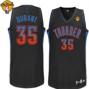 Oklahoma City Thunder Kevin Durant #35 Vibe Finals Patch Authentic Maillot d'équipe de NBA - Noir pour Homme