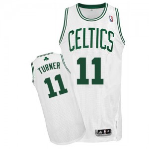 Maillot NBA Boston Celtics #11 Evan Turner Blanc Adidas Authentic Home - Homme