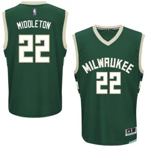 Maillot Adidas Vert Road Authentic Milwaukee Bucks - Khris Middleton #22 - Homme