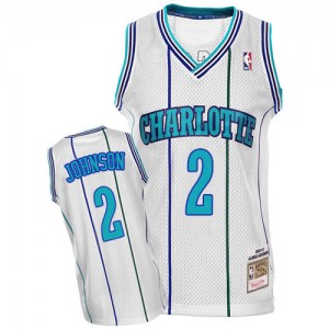 Maillot Authentic Charlotte Hornets NBA Throwback Blanc - #2 Larry Johnson - Homme