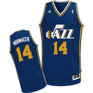 Maillot NBA Bleu marin Jeff Hornacek #14 Utah Jazz Road Swingman Homme Adidas