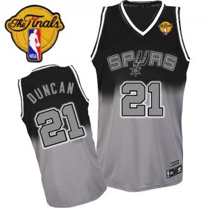 Maillot Authentic San Antonio Spurs NBA Fadeaway Fashion Finals Patch Gris noir - #21 Tim Duncan - Homme