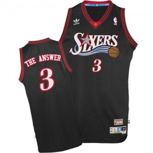 Philadelphia 76ers Mitchell and Ness Allen Iverson #3 "The Answer" Throwback Authentic Maillot d'équipe de NBA - Noir pour Homme