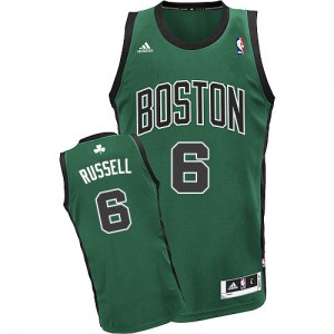 Maillot NBA Boston Celtics #6 Bill Russell Vert (No. noir) Adidas Swingman Alternate - Homme