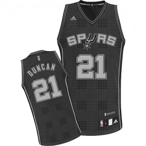 San Antonio Spurs #21 Adidas Rhythm Fashion Noir Swingman Maillot d'équipe de NBA la vente - Tim Duncan pour Homme