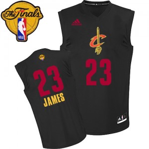 Maillot NBA Cleveland Cavaliers #23 LeBron James Noir Adidas Authentic New Fashion 2015 The Finals Patch - Homme