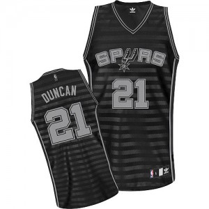 Maillot NBA San Antonio Spurs #21 Tim Duncan Gris noir Adidas Authentic Groove - Femme