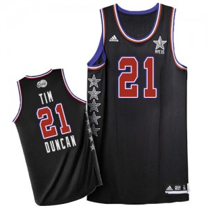 San Antonio Spurs #21 Adidas 2015 All Star Noir Authentic Maillot d'équipe de NBA pas cher - Tim Duncan pour Homme