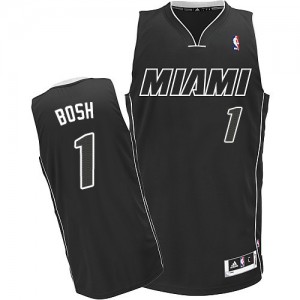 Maillot Adidas Noir Blanc Authentic Miami Heat - Chris Bosh #1 - Homme