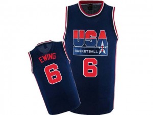Maillot NBA Bleu marin Patrick Ewing #6 Team USA 2012 Olympic Retro Authentic Homme Nike
