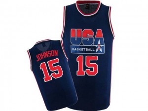 Maillot NBA Authentic Magic Johnson #15 Team USA 2012 Olympic Retro Bleu marin - Homme