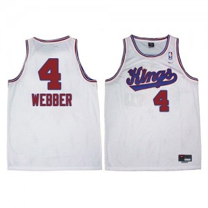 Sacramento Kings #4 Adidas New Throwback Blanc Authentic Maillot d'équipe de NBA Magasin d'usine - Chris Webber pour Homme