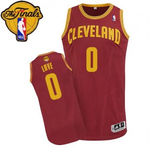 Maillot NBA Authentic Kevin Love #0 Cleveland Cavaliers Road 2015 The Finals Patch Vin Rouge - Homme