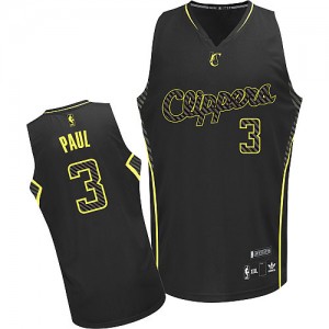 Maillot NBA Los Angeles Clippers #3 Chris Paul Noir Adidas Authentic Electricity Fashion - Homme