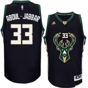 Milwaukee Bucks #33 Adidas Alternate Noir Authentic Maillot d'équipe de NBA Braderie - Kareem Abdul-Jabbar pour Homme
