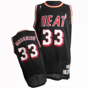 Maillot NBA Noir Alonzo Mourning #33 Miami Heat Throwback Finals Patch Swingman Homme Adidas