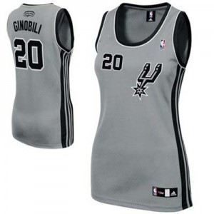 San Antonio Spurs #20 Adidas Alternate Gris argenté Authentic Maillot d'équipe de NBA Discount - Manu Ginobili pour Femme