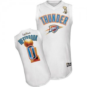 Maillot NBA Oklahoma City Thunder #0 Russell Westbrook Blanc Adidas Authentic 2012 Finals - Homme