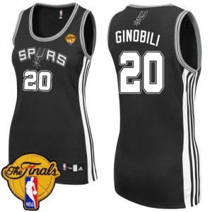San Antonio Spurs #20 Adidas Road Finals Patch Noir Authentic Maillot d'équipe de NBA Expédition rapide - Manu Ginobili pour Femme