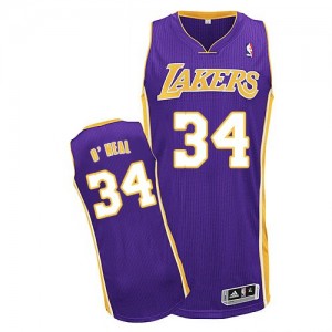 Maillot NBA Violet Shaquille O'Neal #34 Los Angeles Lakers Road Authentic Homme Adidas