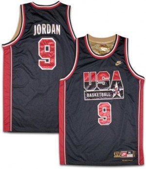 Maillot NBA Team USA #9 Michael Jordan No. d'or Blanc Nike Authentic - Homme