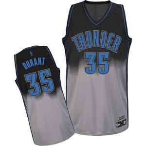 Maillot NBA Oklahoma City Thunder #35 Kevin Durant Gris noir Adidas Authentic Fadeaway Fashion - Femme