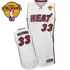 Maillot NBA Authentic Alonzo Mourning #33 Miami Heat Home Finals Patch Blanc - Homme