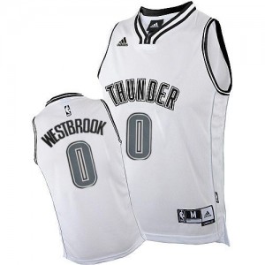 Maillot NBA Blanc Russell Westbrook #0 Oklahoma City Thunder Swingman Homme Adidas