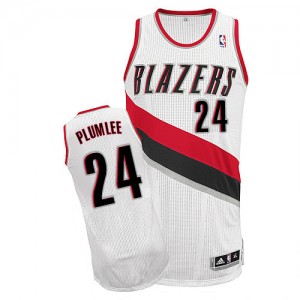 Maillot Authentic Portland Trail Blazers NBA Home Blanc - #24 Mason Plumlee - Homme