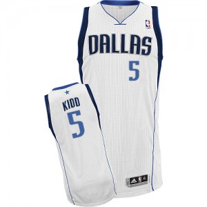 Dallas Mavericks Jason Kidd #5 Home Authentic Maillot d'équipe de NBA - Blanc pour Homme
