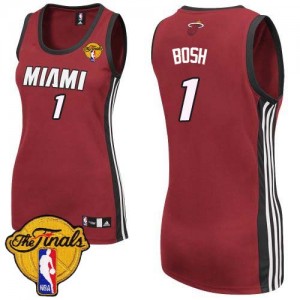 Maillot NBA Miami Heat #1 Chris Bosh Rouge Adidas Swingman Alternate Finals Patch - Femme