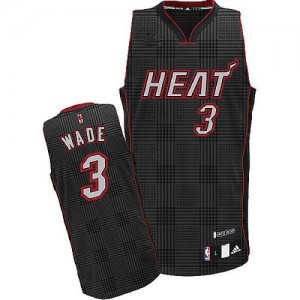 Maillot NBA Noir Dwyane Wade #3 Miami Heat Rhythm Fashion Authentic Homme Adidas