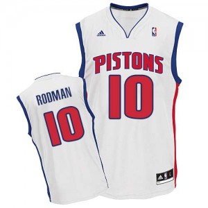 Maillot NBA Detroit Pistons #10 Dennis Rodman Blanc Adidas Swingman Home - Homme