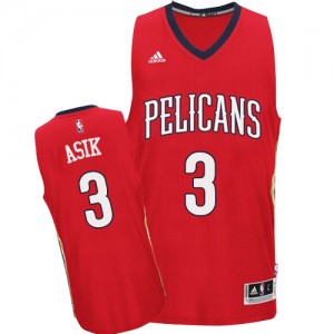 Maillot NBA Rouge Omer Asik #3 New Orleans Pelicans Alternate Authentic Homme Adidas