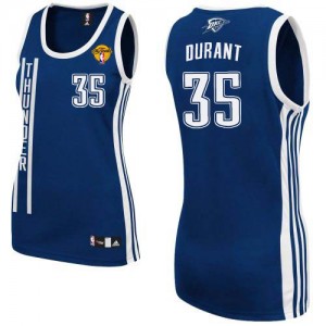 Maillot NBA Oklahoma City Thunder #35 Kevin Durant Bleu marin Adidas Authentic Alternate Finals Patch - Femme