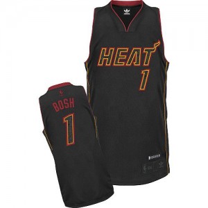 Maillot NBA Authentic Chris Bosh #1 Miami Heat Fashion Fibre de carbone noire - Homme