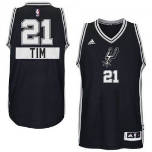 Maillot NBA Noir Tim Duncan #21 San Antonio Spurs 2014-15 Christmas Day Authentic Homme Adidas