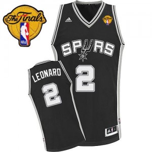 Maillot NBA San Antonio Spurs #2 Kawhi Leonard Noir Adidas Swingman Road Finals Patch - Homme