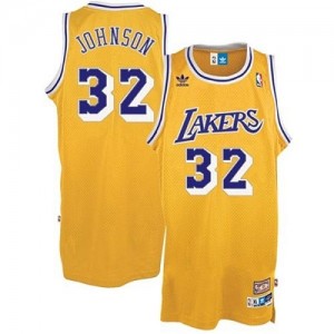 Maillot NBA Authentic Magic Johnson #32 Los Angeles Lakers Throwback Or - Enfants